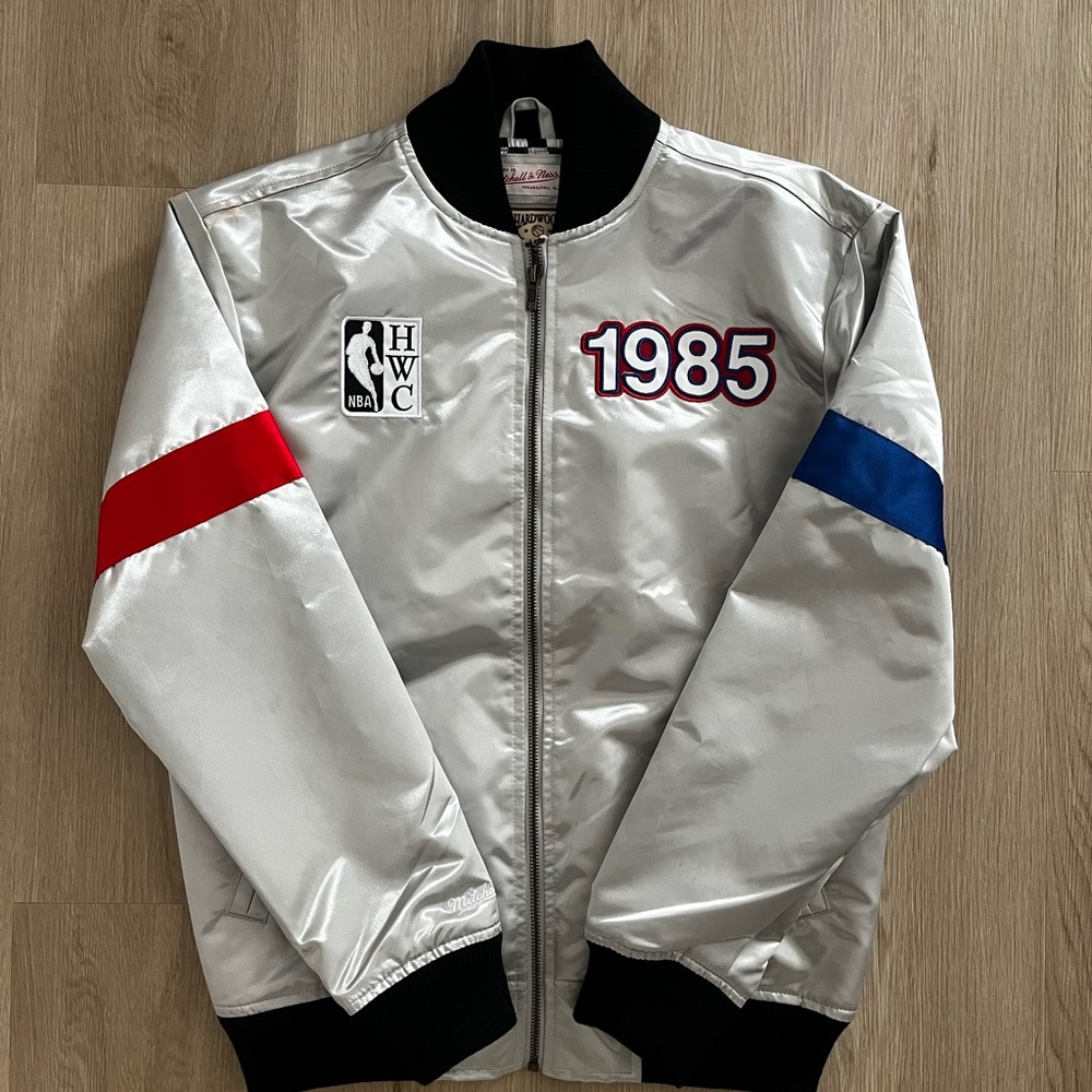 Men's Mitchell & Ness Silver Hardwood Classics 1985 NBA All-Star Game Jacket - S
